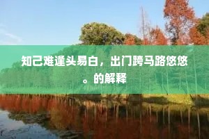 知己难逢头易白，出门跨马路悠悠。的解释