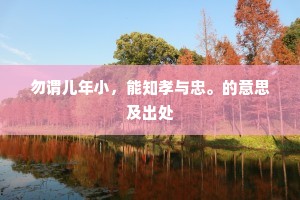 勿谓儿年小，能知孝与忠。的意思及出处