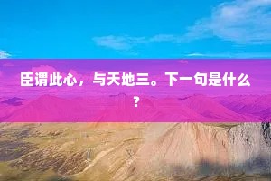 臣谓此心，与天地三。下一句是什么？