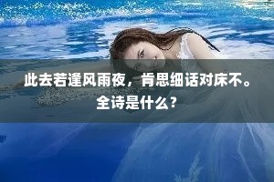此去若逢风雨夜，肯思细话对床不。全诗是什么？