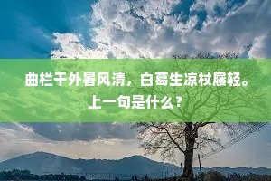 曲栏干外暑风清，白葛生凉杖屦轻。上一句是什么？