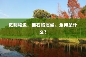 岚嶂松边，拂石临溪坐。全诗是什么？