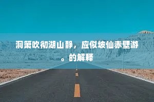 洞箫吹彻湖山静，应似坡仙赤壁游。的解释
