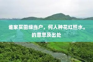 谁家买田绿当户，何人种花红照水。的意思及出处