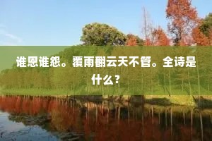 谁恩谁怨。覆雨翻云天不管。全诗是什么？