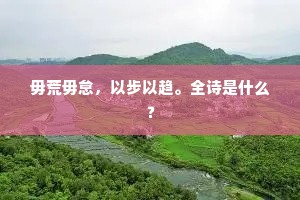毋荒毋怠，以步以趋。全诗是什么？