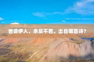 曾谓伊人，余反不若。出自哪首诗？