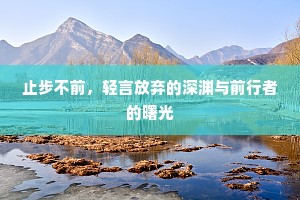 止步不前，轻言放弃的深渊与前行者的曙光