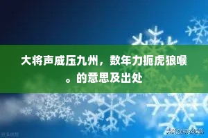 大将声威压九州，数年力扼虎狼喉。的意思及出处