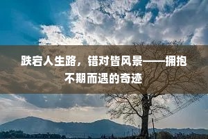 跌宕人生路，错对皆风景——拥抱不期而遇的奇迹
