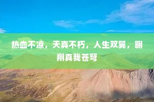 热血不凉，天真不朽，人生双翼，翱翔真我苍穹