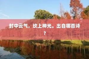 封中云气，坎上神光。出自哪首诗？