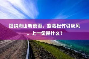 细纳海山听夜雨，旋栽松竹引秋风。上一句是什么？