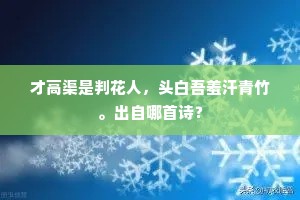 才高渠是判花人，头白吾羞汗青竹。出自哪首诗？