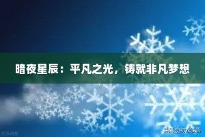 暗夜星辰：平凡之光，铸就非凡梦想
