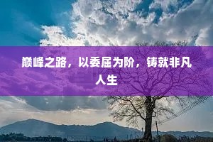 巅峰之路，以委屈为阶，铸就非凡人生