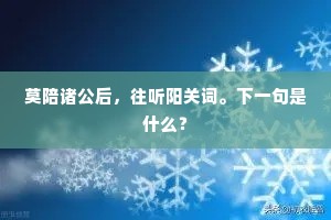 莫陪诸公后，往听阳关词。下一句是什么？