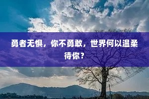 勇者无惧，你不勇敢，世界何以温柔待你？