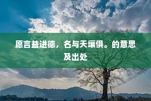愿言益进德，名与天壤俱。的意思及出处