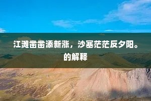 江滩凿凿添新涨，沙塞茫茫反夕阳。的解释