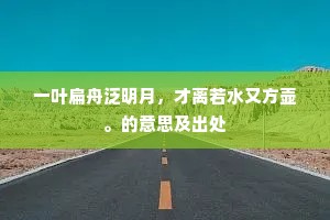 一叶扁舟泛明月，才离若水又方壶。的意思及出处