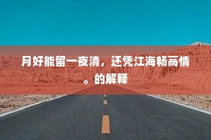 月好能留一夜清，还凭江海畅高情。的解释