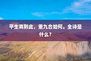 平生真到此，重九合如何。全诗是什么？