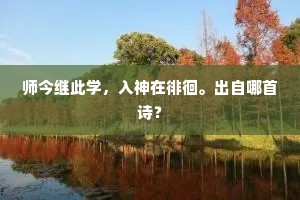 师今继此学，入神在徘徊。出自哪首诗？