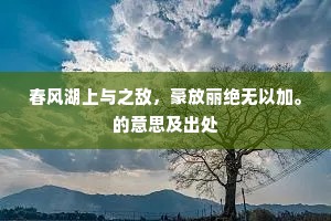 春风湖上与之敌，豪放丽绝无以加。的意思及出处
