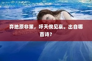 弃地原非策，呼天傥见哀。出自哪首诗？
