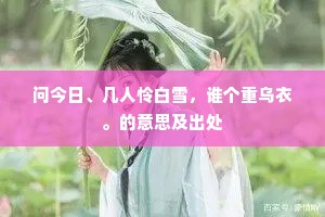 问今日、几人怜白雪，谁个重乌衣。的意思及出处