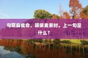 勾萌麻俟命，颍拔麦乘时。上一句是什么？