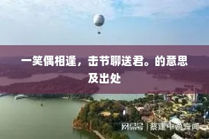 一笑偶相逢，击节聊送君。的意思及出处