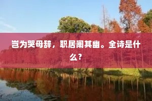 岂为哭母辞，职居阐其幽。全诗是什么？