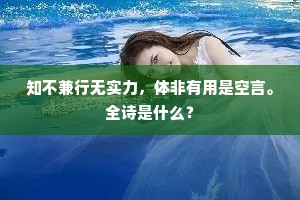 知不兼行无实力，体非有用是空言。全诗是什么？