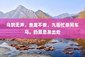 乌鹊无声，鱼龙不夜，九衢忙杀闲车马。的意思及出处