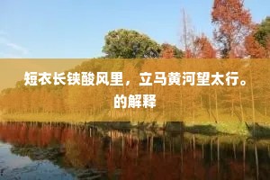 短衣长铗酸风里，立马黄河望太行。的解释
