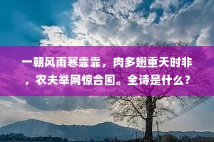 一朝风雨寒霏霏，肉多翅重天时非，农夫举网惊合围。全诗是什么？