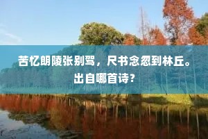 苦忆朗陵张别驾，尺书念忽到林丘。出自哪首诗？