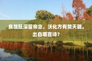 良哉既深留帝念,沃化方有赞天聪。出自哪首诗? 良哉既深留帝念,沃化方有赞天聪。出自哪首诗?
