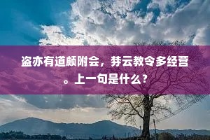 盗亦有道颇附会，棼云教令多经营。上一句是什么？