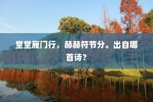 堂堂雁门行，赫赫符节分。出自哪首诗？