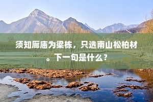 须知廊庙为梁栋，只选南山松柏材。下一句是什么？