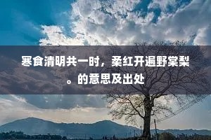 寒食清明共一时，柔红开遍野棠梨。的意思及出处
