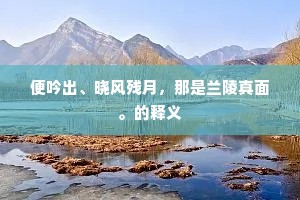 便吟出、晓风残月，那是兰陵真面。的释义
