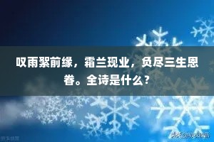 叹雨絮前缘，霜兰现业，负尽三生恩眷。全诗是什么？