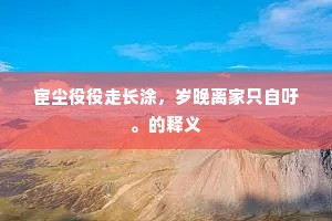 宦尘役役走长涂，岁晚离家只自吁。的释义