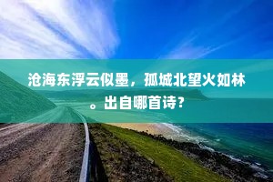 沧海东浮云似墨，孤城北望火如林。出自哪首诗？