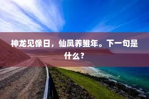 神龙见像日，仙凤养雏年。下一句是什么？