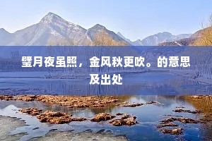 璧月夜虽照，金风秋更吹。的意思及出处